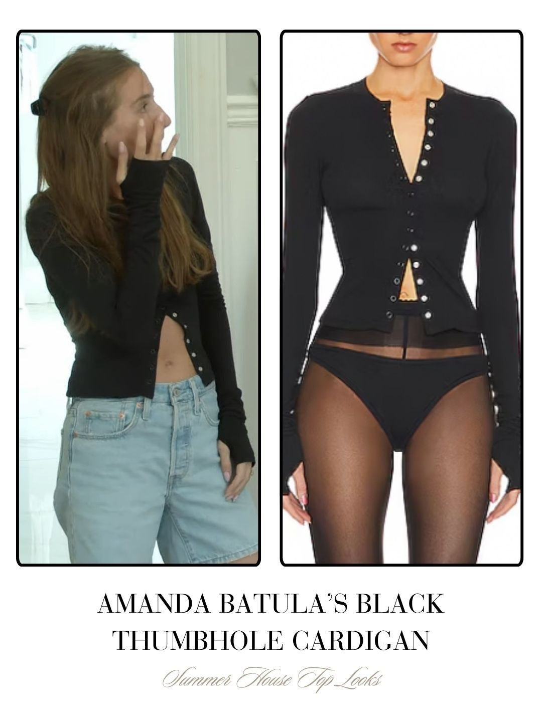 Amanda Batula’s Black Thumbhole Cardigan 