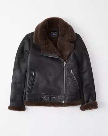 Faux Shearling Moto Jacket | Abercrombie & Fitch US & UK