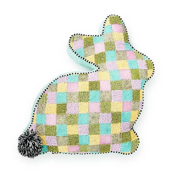 Multi Check Bunny Shaped Throw Pillow | MacKenzie-Childs