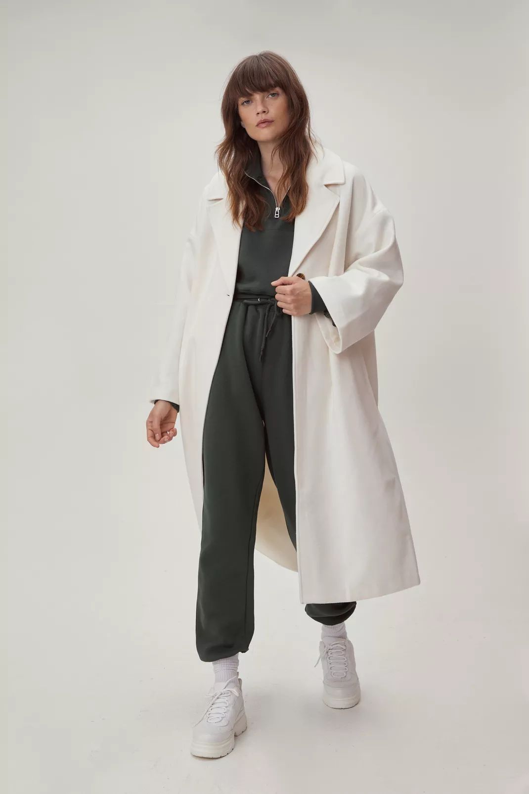 Wool Look Oversized Long Sleeve Coat | NastyGal (UK, IE)