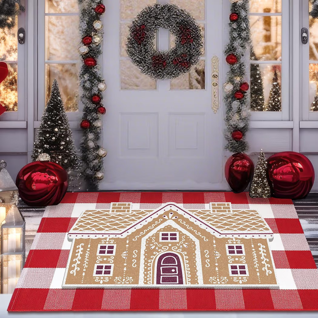 2 Pcs Christmas Doormats with Outdoor Rug Gingerbread Door Mat Combo Set 100% Coir Welcome Mat an... | Amazon (US)