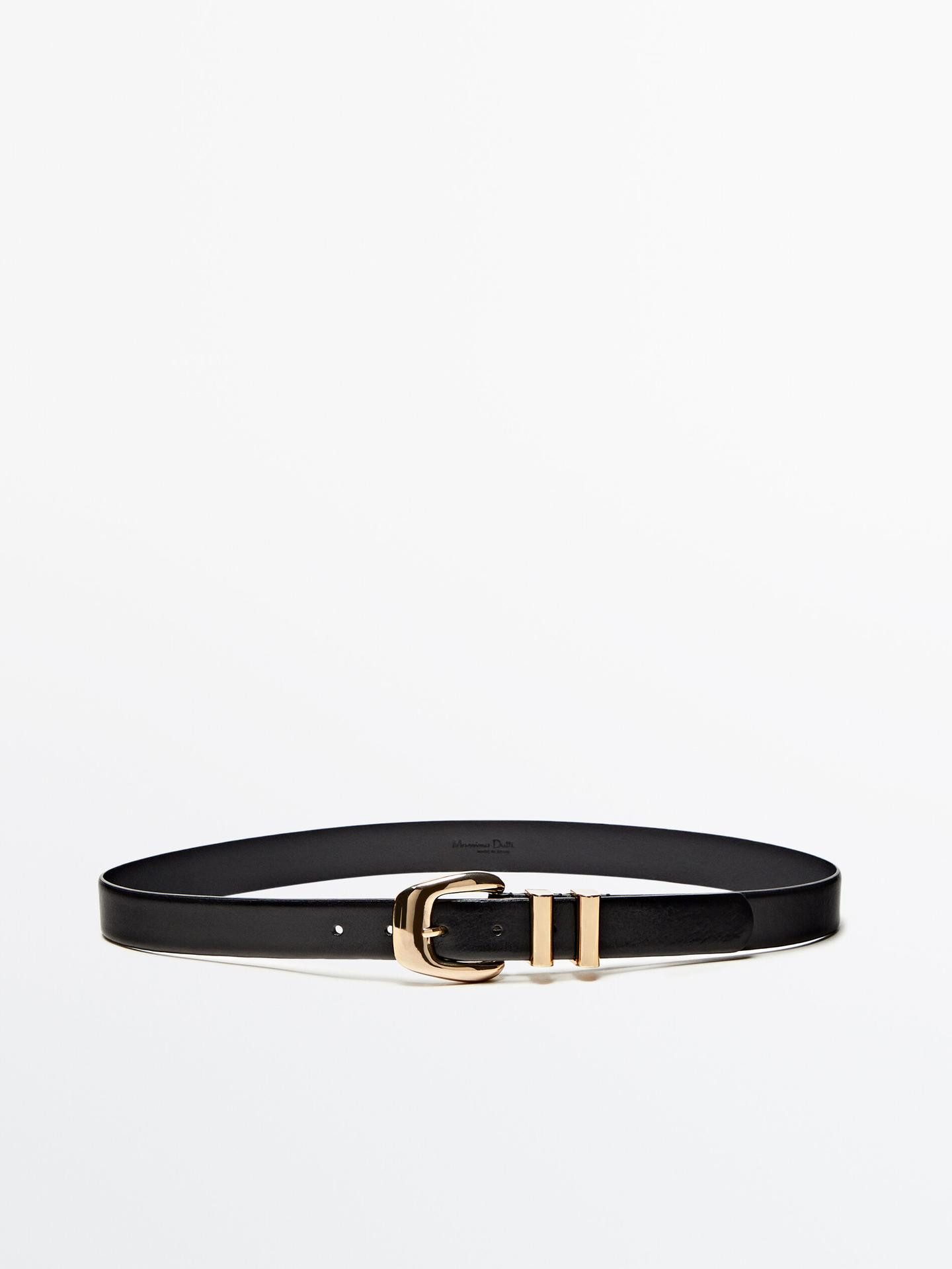 Leather belt with double loop | Massimo Dutti US