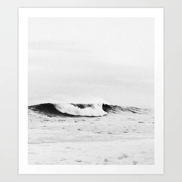 Minimalist Black and White Ocean Wave Photograph Art Print | Society6
