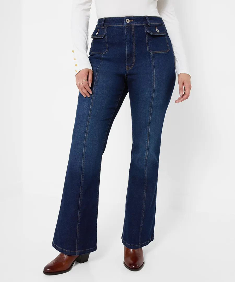 Hallie Flared Jeans With Front Seams And Pocket Detail | Joe Browns