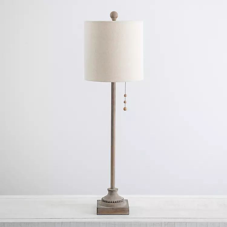 Gray Wash Beaded Candlestick Buffet Lamp | Kirkland's Home