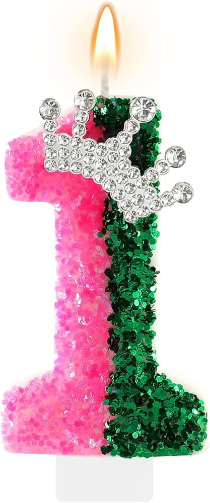 Wicked Birthday Candle Crown Number 1 Candle Pink and Green 1st Birthday Cake Topper Cupcake Deco... | Amazon (US)