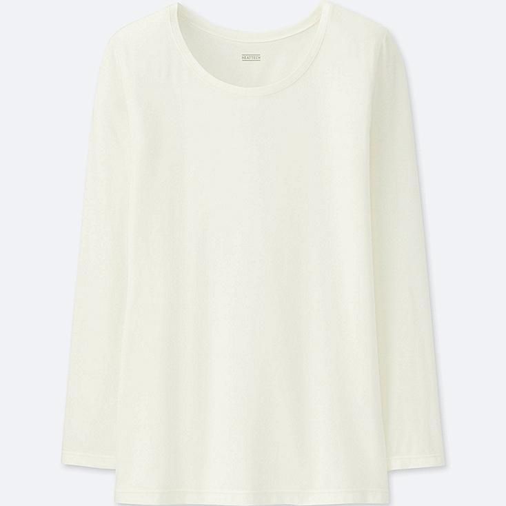 UNIQLO Women's Heattech Crew Neck T-Shirt, Off White, XS | UNIQLO (US)