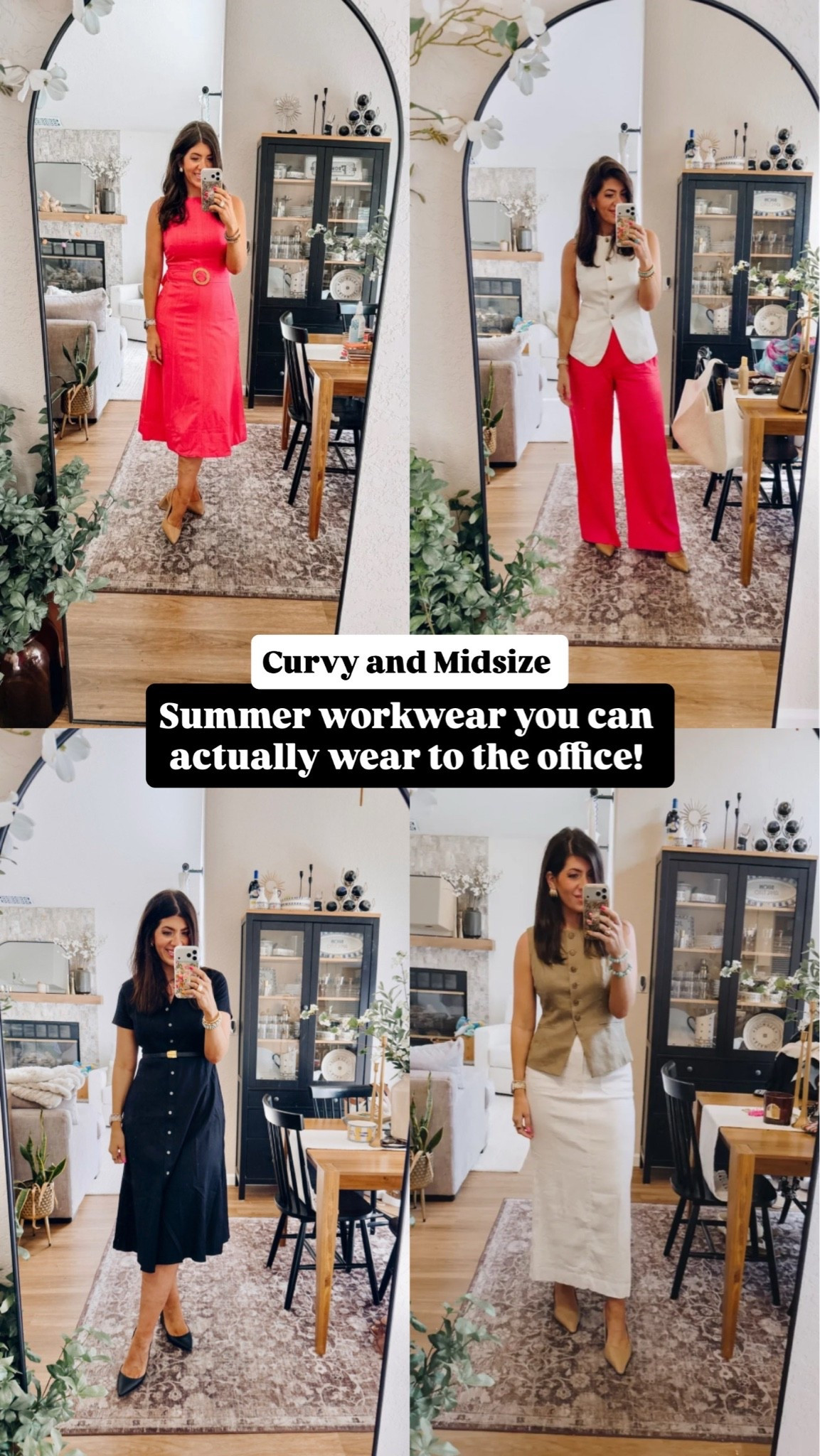 Pink dress 8 | white vest medium, pink linens trouser 10 long | black shirt dress and belt medium | white skirt medium, 8 vest 


Curvy and midsize summer workwear

#LTKOver40 #LTKMidsize #LTKWorkwear