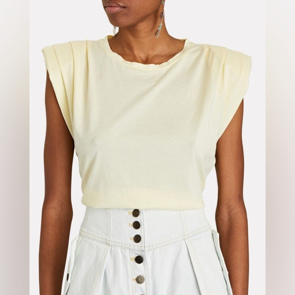 [st. roche] echo padded strong shoulder tank top sleeveless tee pastel yellow S | Poshmark