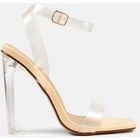 Nude Wide Fit Square Toe Illusion Clear Heels | Missguided (US & CA)