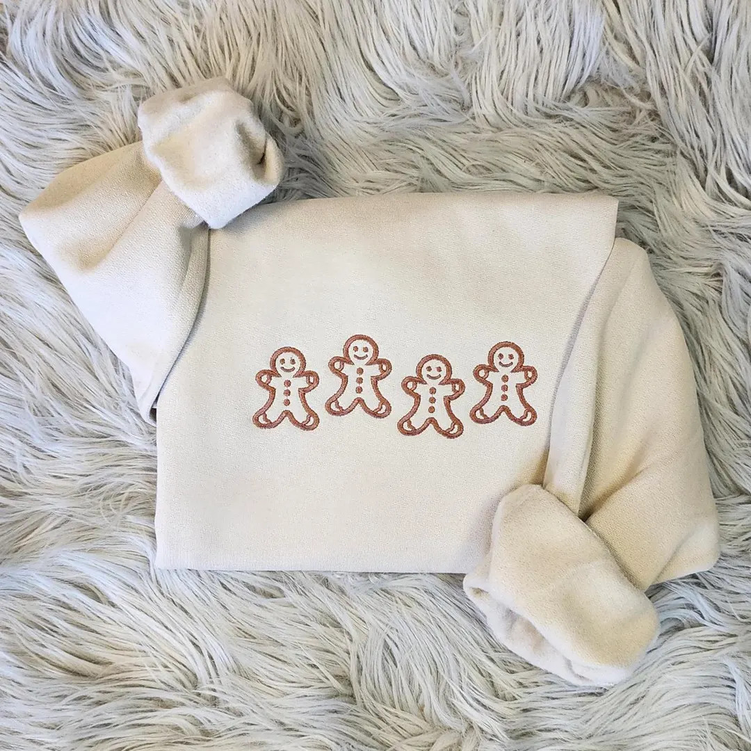 Embroidered Gingerbread Men Crewneck: Cozy Christmas Sweatshirt - Etsy | Etsy (US)