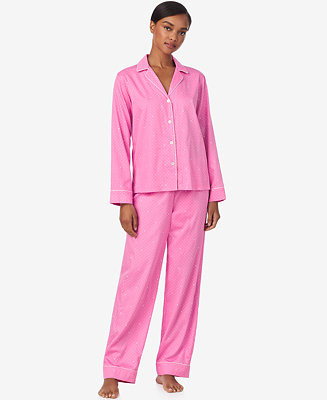 Women's Long-Sleeve Notch Collar Long Pant Pajama Set | Macy's