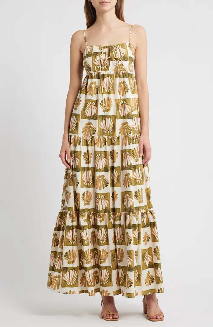 Mica Print Cotton Blend Tiered Maxi Sundress | Nordstrom