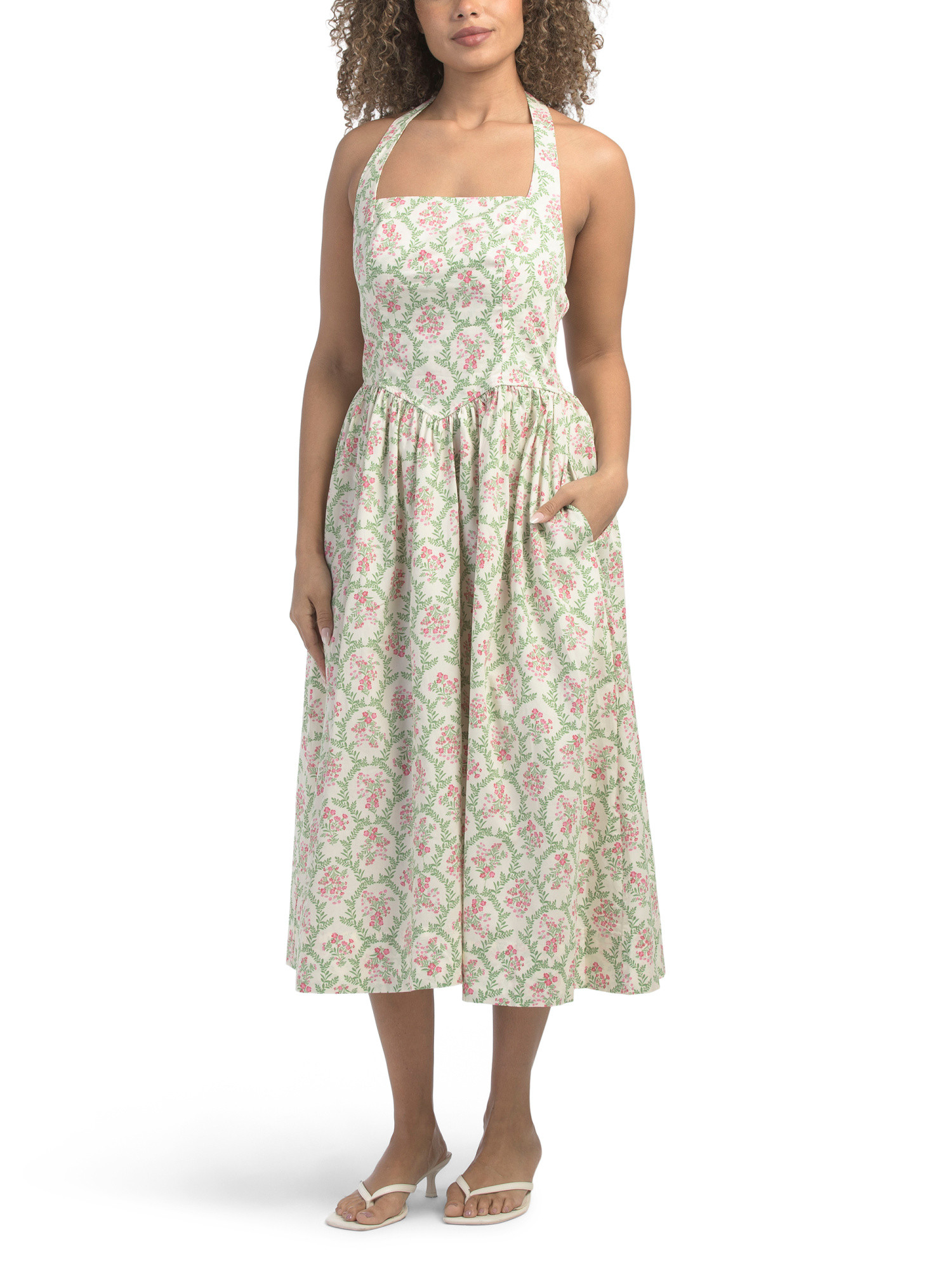 Cotton Halter Neck Printed Maxi Dress | TJ Maxx