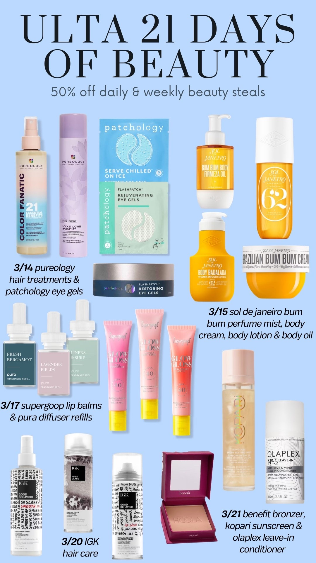 @ulta 21 days of beauty sale favorites part 2! these will all be on sale 3/14-3/21 for 50% off!! 

#LTKSaleAlert #LTKSpringSale #LTKBeauty