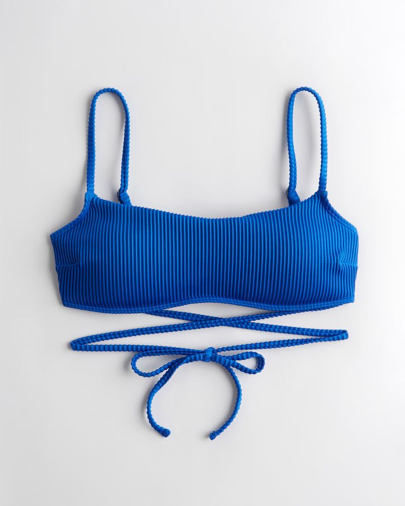 Girls Ribbed Wrap Scoop Bikini Top from Hollister | Hollister (US)
