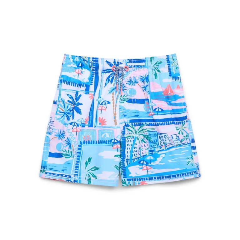 Wonder Nation Boys Quick Dry Stretch Swim Trunks with UPF 50+, Sizes 4-18 & Husky - Walmart.com | Walmart (US)