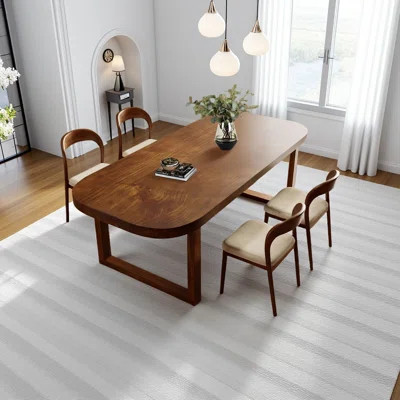 Solid wood rectangular dining table and chairs set, dining room upholstered dining chairs | Wayfair North America