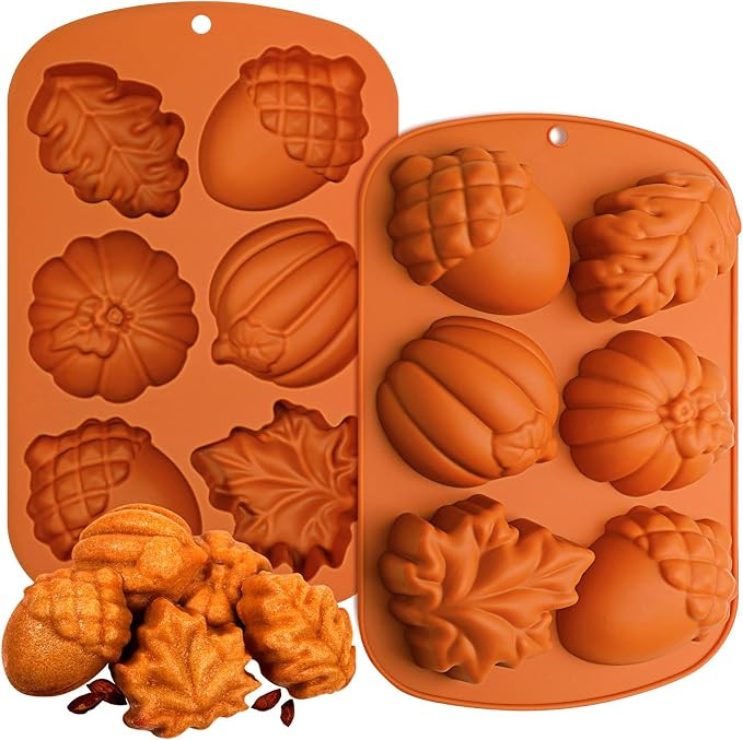 Webake Fall Silicone Molds Harvest Cake Pan, 3D Maple Leaf Acorn Pumpkin Mold for Autumn Treats, ... | Amazon (US)