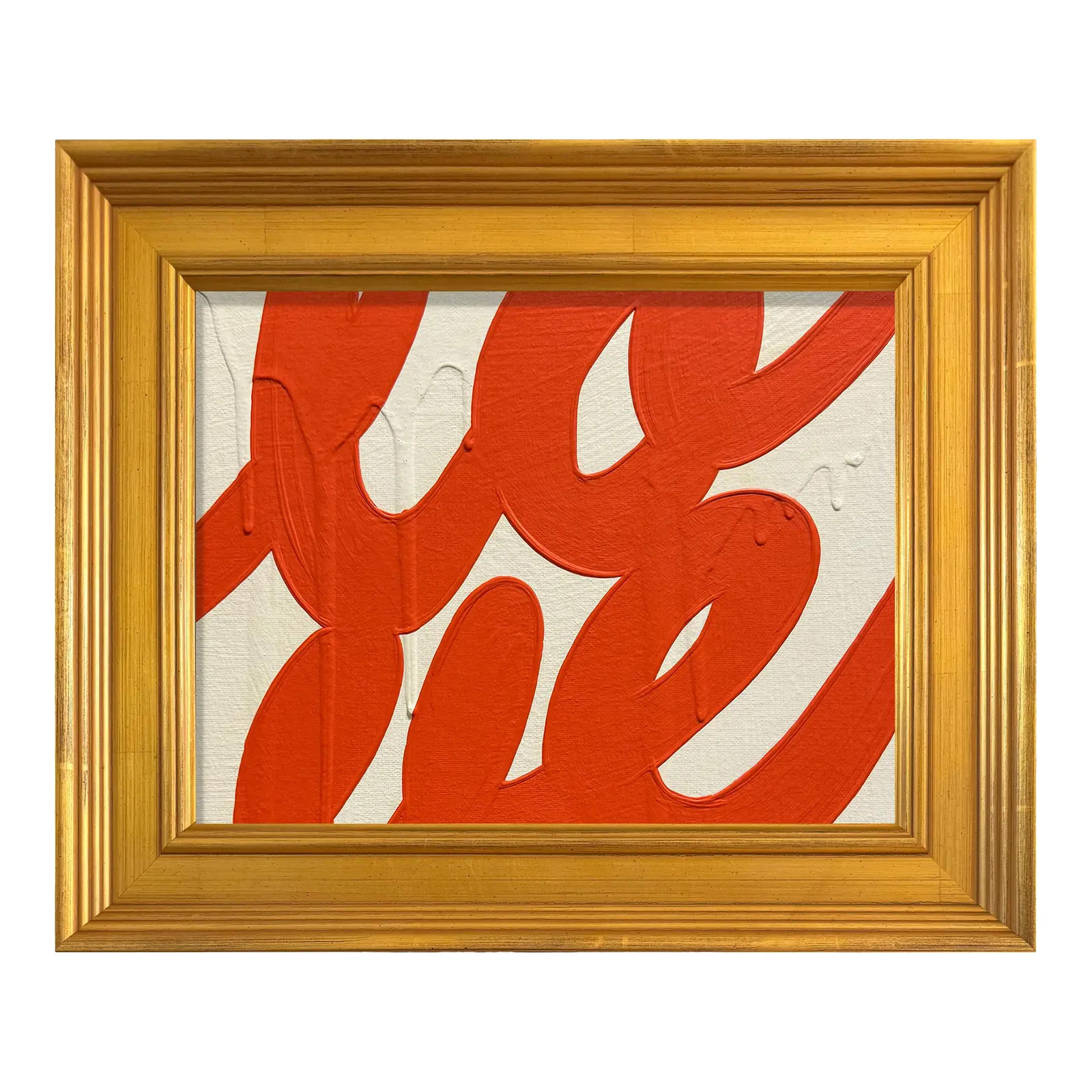 Ron Giusti Mini Love Cream Orange Acrylic Painting | Chairish