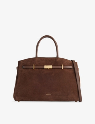 The Midi Hudson Suede Top-Handle Bag | Selfridges