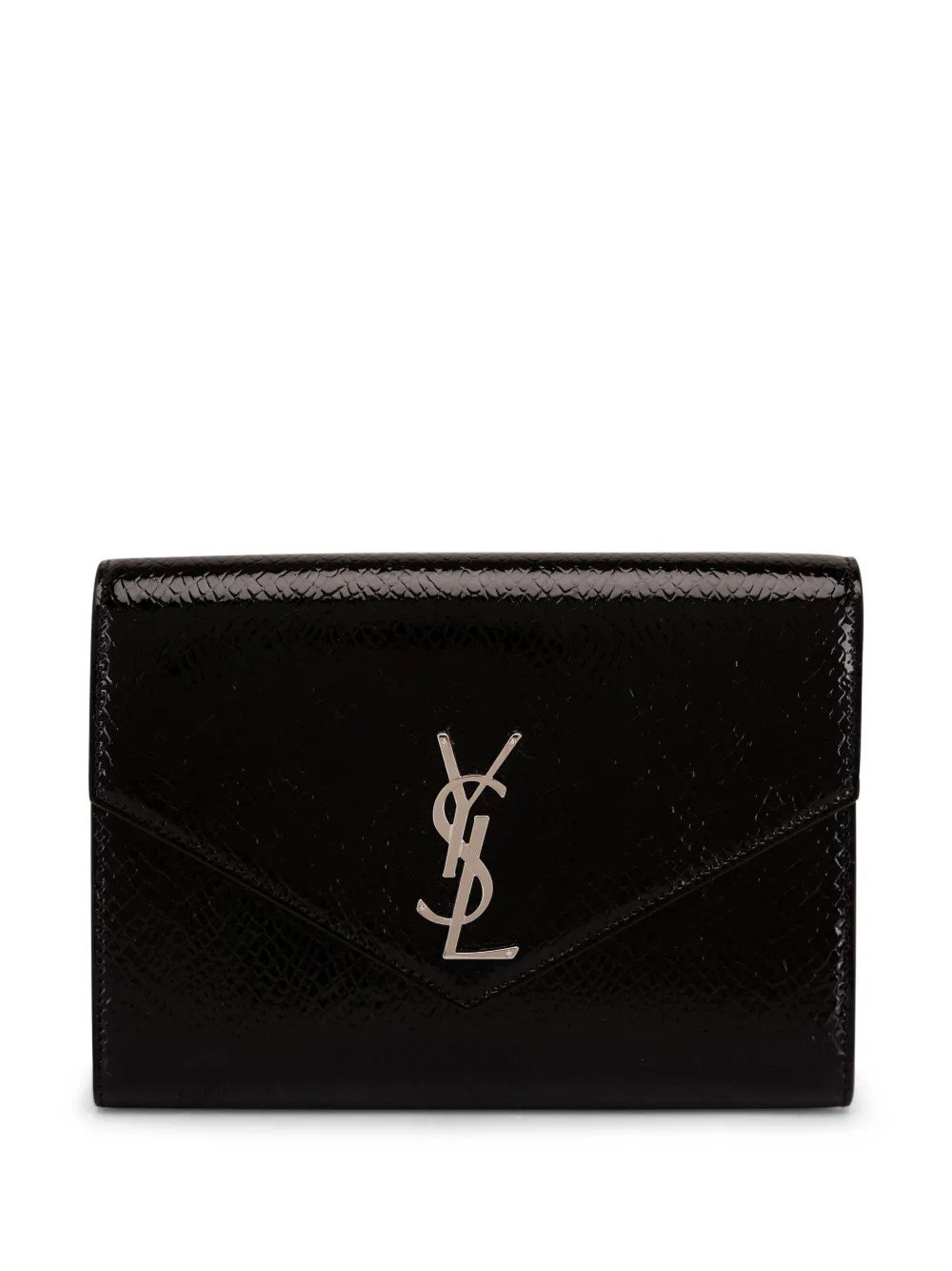 Saint Laurent Cassandre patent-leather Clutch Bag | Black | FARFETCH UK | Farfetch Global
