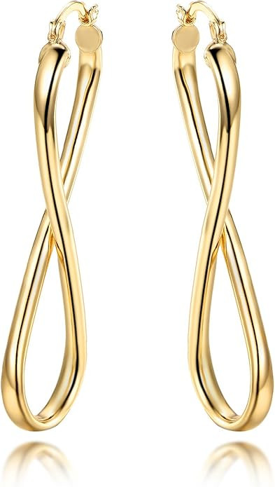Barzel 18k Gold Plated Infinity Crazy 8 Hoop Earrings | Amazon (US)