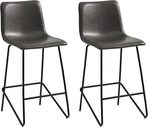 Watson & Whitely Bar Stools, Faux Leather Upholstered Bar Stool with Back, Metal Legs in Matte Bl... | Amazon (US)