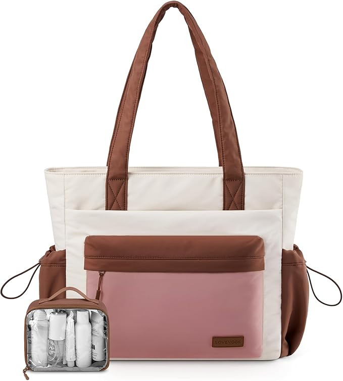 LOVEVOOK Tote Bag for Women, Puffer Work Tote with Zipper, Compartments, Travel Handbag for Nurse... | Amazon (US)