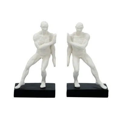 S/2 5.5X3.5X10" White Greco-Roman Bookends With Black Pedestal Base | Wayfair North America