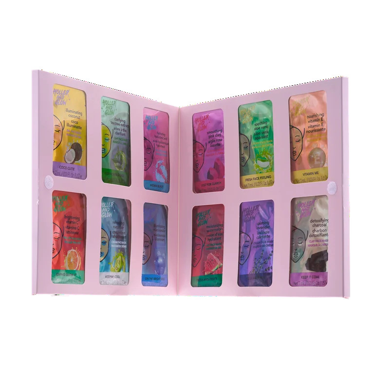 Holler and Glow Limited Edition Countdown to Glow Clay Mask Set, 12 Piece Gift Set | Walmart (US)