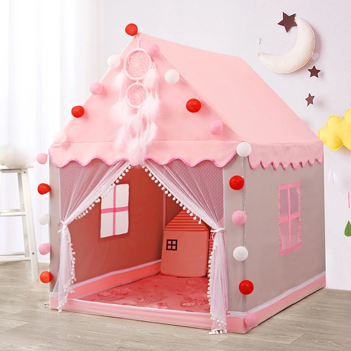Tcwhniev Princess Tent Girls Large Playhouse Kids Castle Play Tent with Star Lights Toy for Child... | Walmart (US)