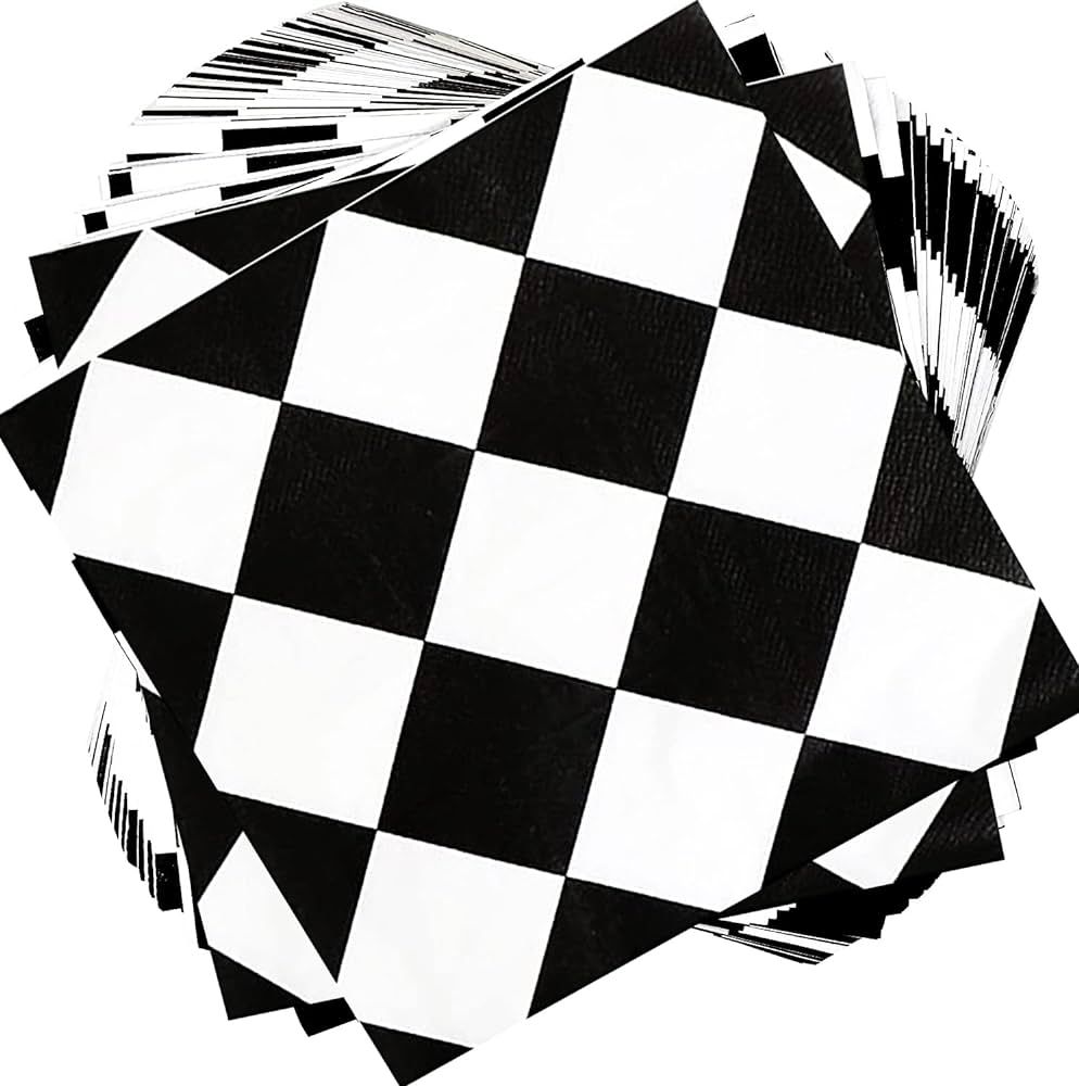 40Pcs Black and White Checkered Napkins Race Car Birthday Party Supplies Disposable Checkered Fla... | Amazon (US)