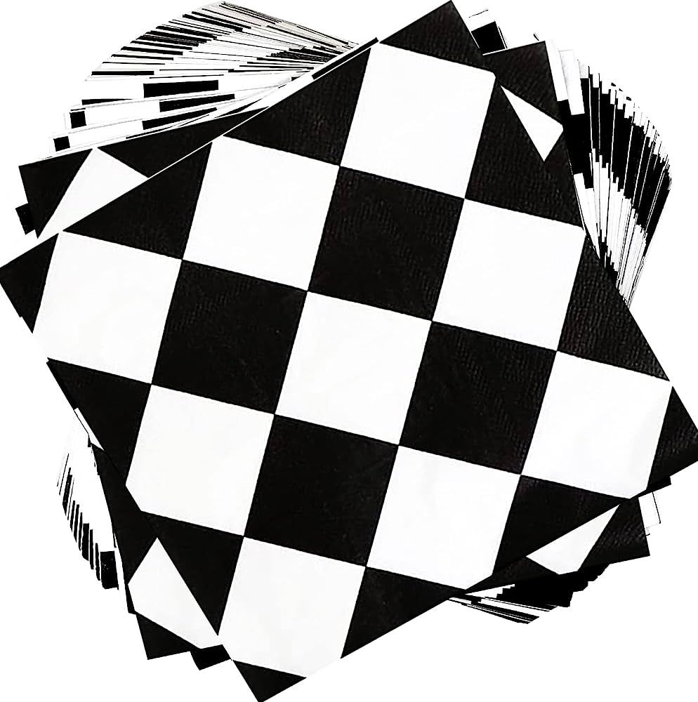 40Pcs Black and White Checkered Napkins Race Car Birthday Party Supplies Disposable Checkered Fla... | Amazon (US)
