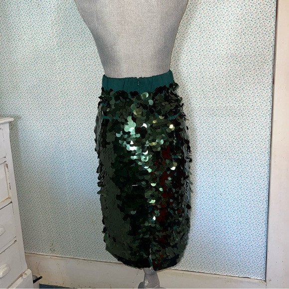 J.Crew Women's Paillettes Sequin Green Long skirt 0 NWT | Poshmark