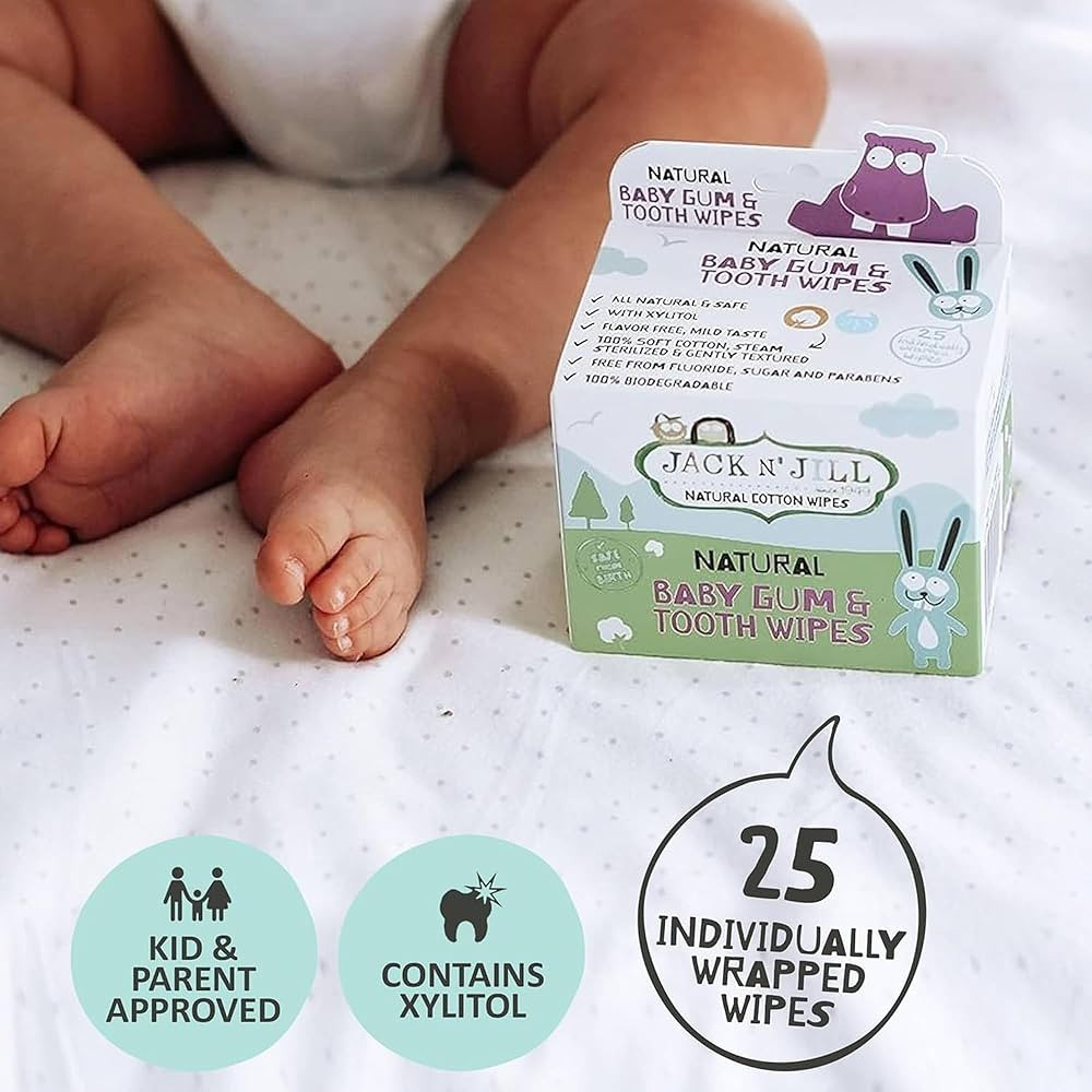 Jack N' Jill Baby Gum & Tooth Wipes - Natural & Safe, Contains only Water & Xylitol, Soft Sterili... | Amazon (US)