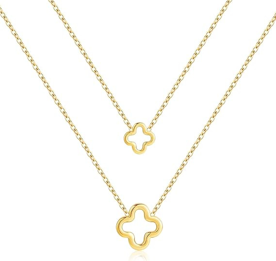 YADUDA Dainty Hollow Four Leaf Clover Choker Necklace Tiny Cute Pandent Clover Necklaces for Wome... | Amazon (US)