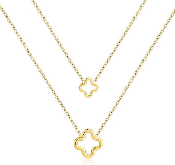 YADUDA Dainty Hollow Four Leaf Clover Choker Necklace Tiny Cute Pandent Clover Necklaces for Wome... | Amazon (US)