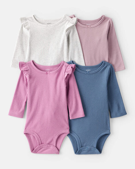 Baby Girl 4-Pack Long-Sleeve Multipack Bodysuits | Carter's Inc