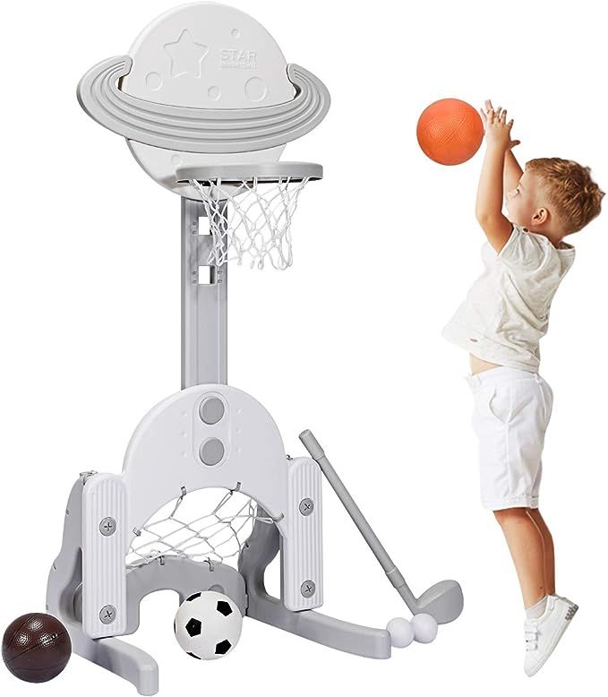 Costzon Kids Basketball Hoop, Toddler Sports Activity Center w/ 5 Adjustable Height Levels, Baske... | Amazon (US)