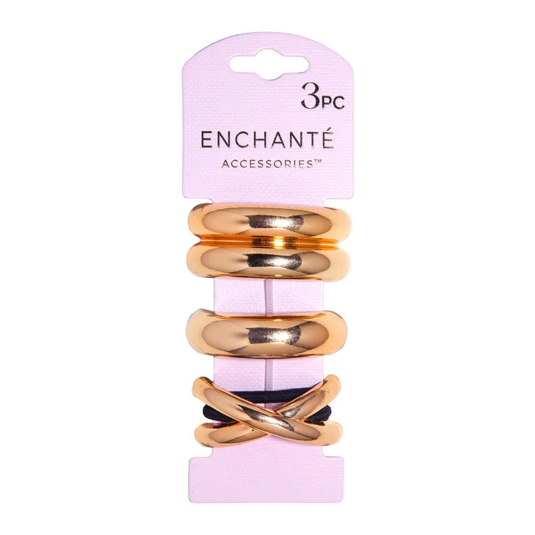Enchante Accessories Gold Cuff Elastic Ponytail Holders 3-Count Set | Walmart (US)