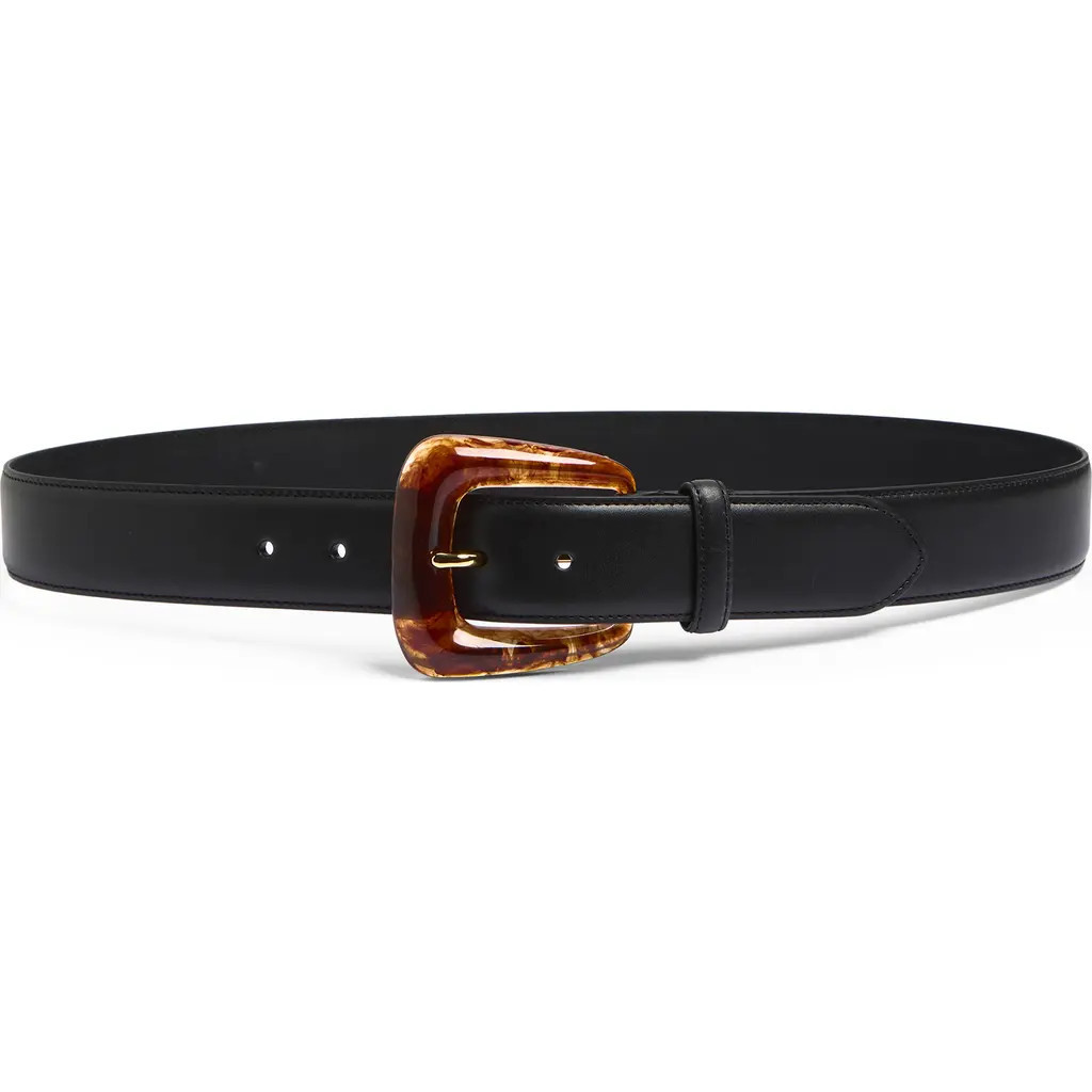 Veronica Beard Resin Buckle Leather Belt in Black at Nordstrom, Size Small | Nordstrom