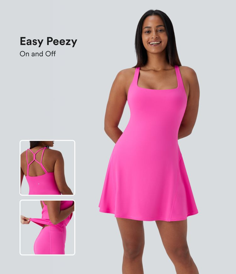 SoftlyZero™ 2-in-1 Pocket Mini Yoga Active Dress-Easy Peezy Edition-UPF50+ | HALARA