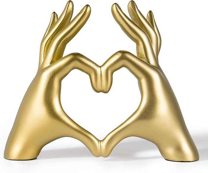 Gold Decor Living Room - Small Shelf Decor Aesthetic - Heart Hands Sculpture - Teen Girls Bedroom... | Amazon (US)