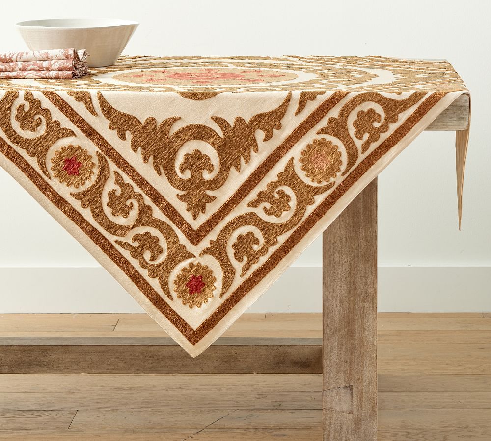 Neila Suzani Embroidered Table Throw | Pottery Barn (US)