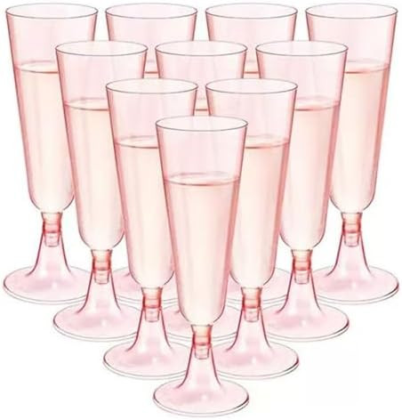 Champagne Flutes Plastic,25 Pack Wine Glasses,Disposable Champagne Glasses,5 Oz Pink Shot Cups,Ne... | Amazon (US)