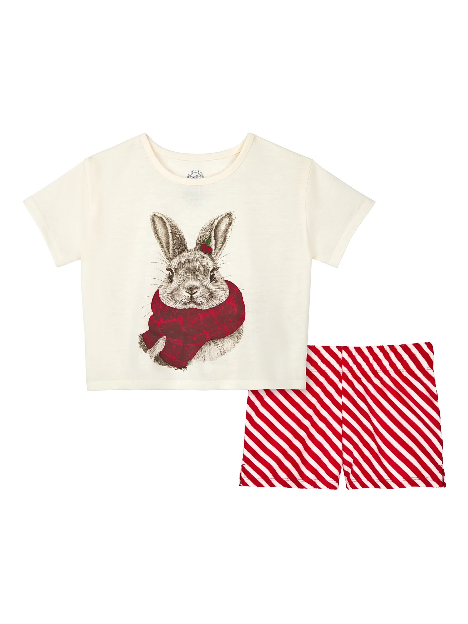 Wonder Nation Girls Short Sleeve Top and Shorts Pajama Set, 2-Piece, Sizes 4-18 & Plus | Walmart (US)