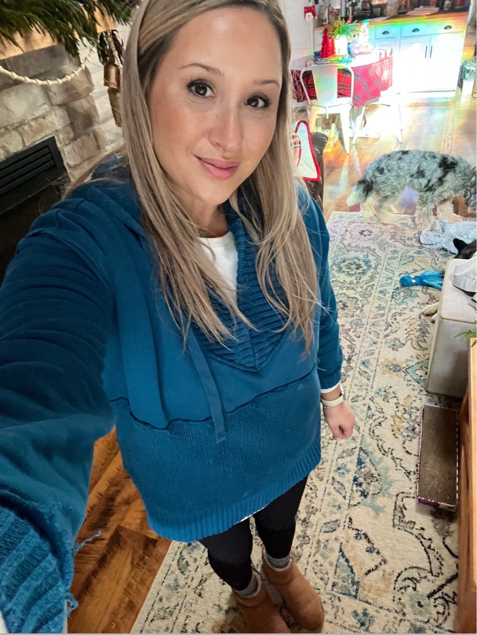 Running errands today and it’s 30° so I wanted to be warm and comfortable. Especially because I’m also taking our little pup to his check-up!
*Sizing:
•Sweater: Medium (linked several similar options!)
•Long sleeve tee: Large (runs on the smaller side)
•Leggings: Medium
•UGGs: fit TTS 
•Necklace is Tiffany&Co but I linked a dupe!! 

Travel Outfit 
Holiday Party Outfit 
Airport Outfit 

#LTKItBag #LTKStyleTip #LTKWatchNow