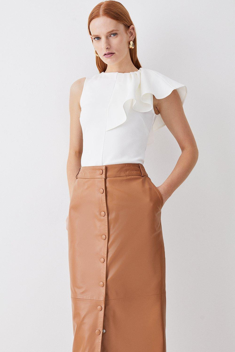 Asymmetric Waterfall Jersey Top | Karen Millen UK + IE + DE + NL