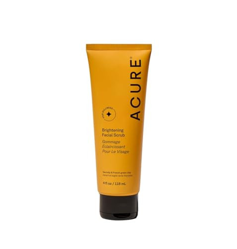 Acure Brightening Facial Scrub - Exfoliating Face Wash, Gentle Daily Scrubber & Exfoliator for Women & Men for Radiant Skin, Cleansing Wash with Sea Kelp & French Green Clay - 4 fl oz | Amazon (US)